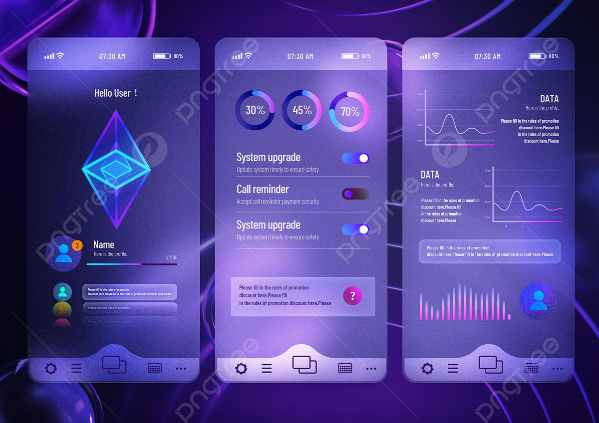 Futuristic mobile app interfaces